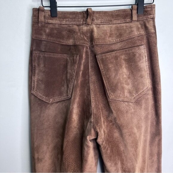 Danier Brown Suede Leather Straight Leg Pants Size 8 - Picture 11 of 16